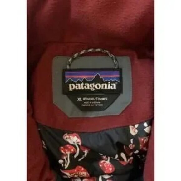 Patagonia Women's XL Extra Large Bivy Burgundy Gray Blue Down Winter Jacket Coat - Picture 5 of 14